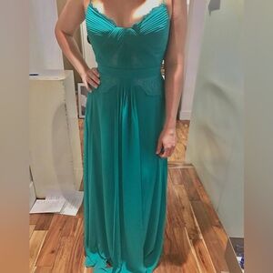 BCBG MaxAzria Antonia Lace Trim Pleated Gown